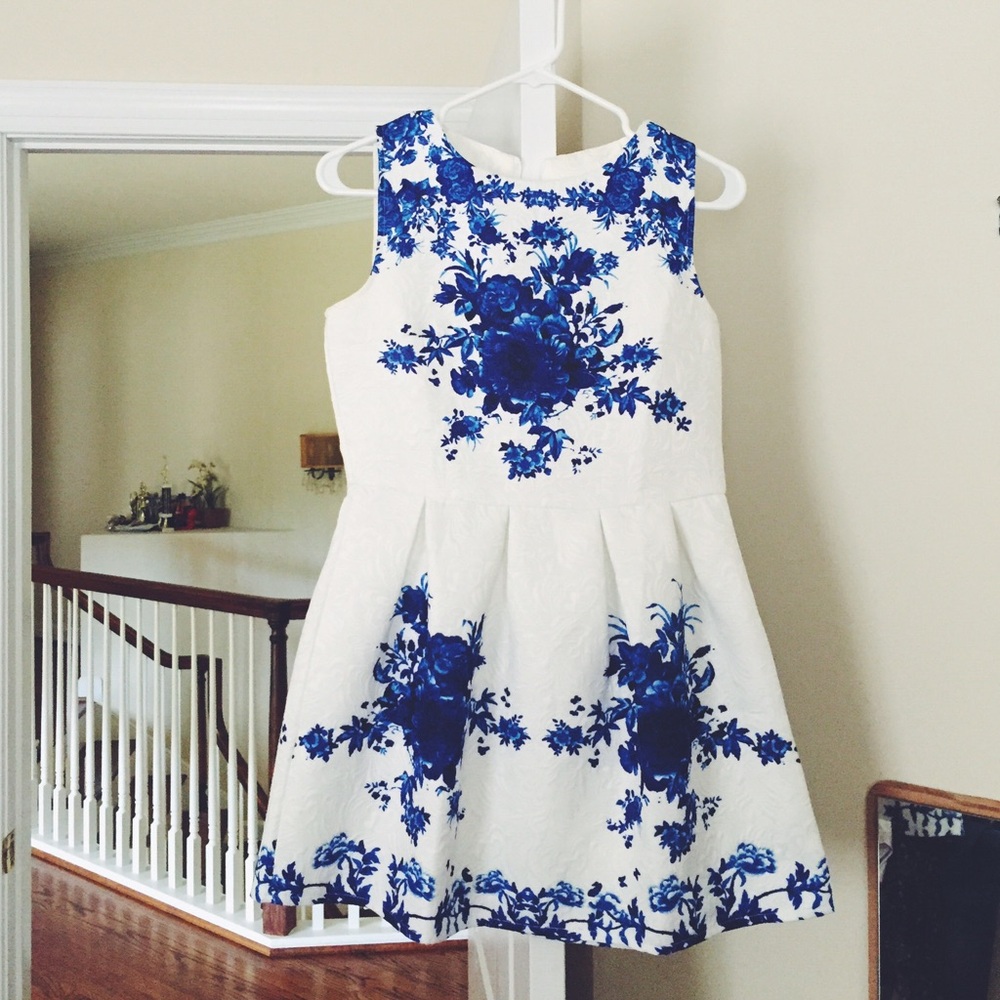 SEND OFFERS Blue and white porcelain floral dress
